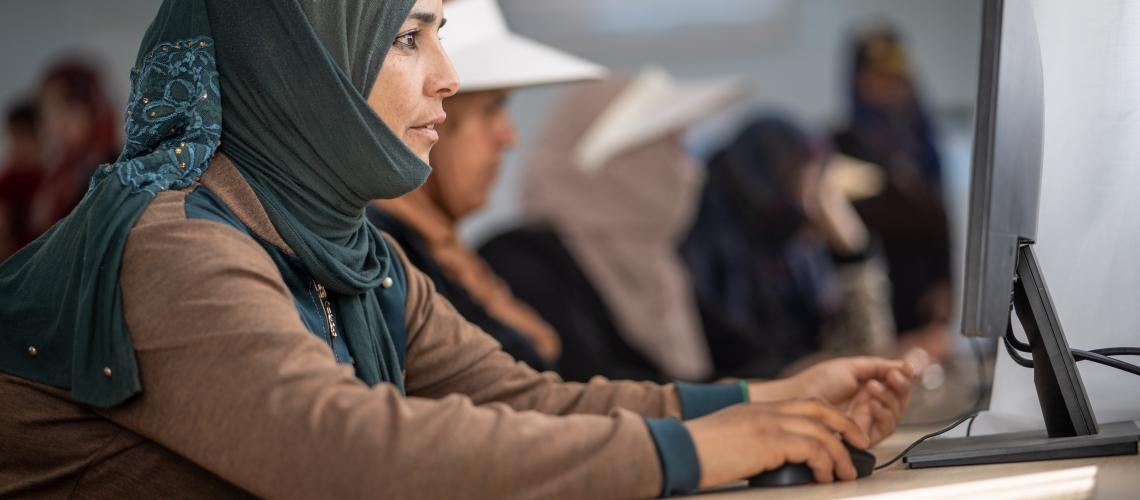 Lebanese woman at the computer