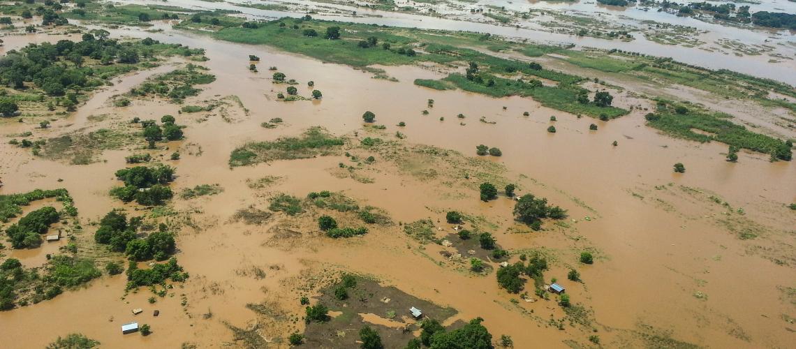 Aerial view of flooding