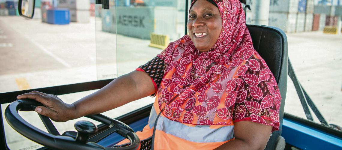 Woman driving a vehicle