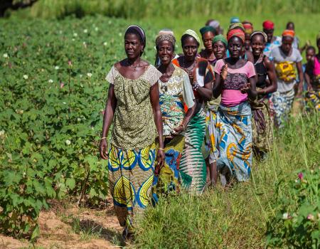 Women walking along a path