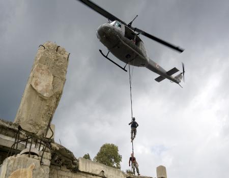 Helicopter flying overhead