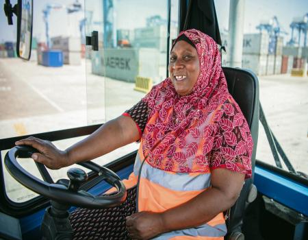 Woman driving a vehicle